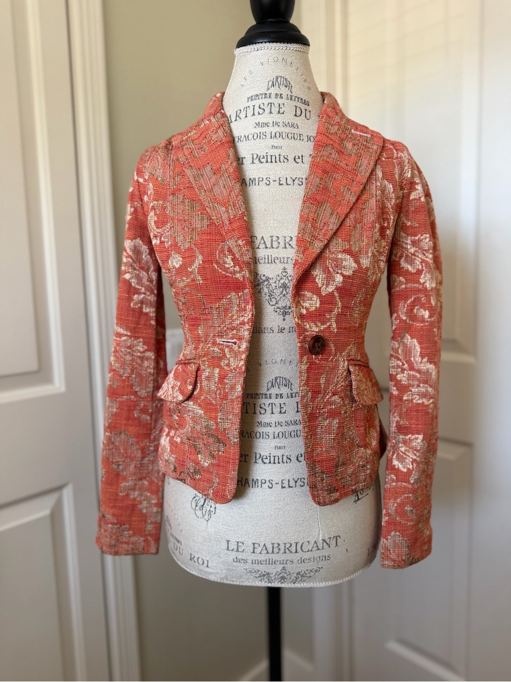 bebe Coral Floral Textured Blazer Jacket